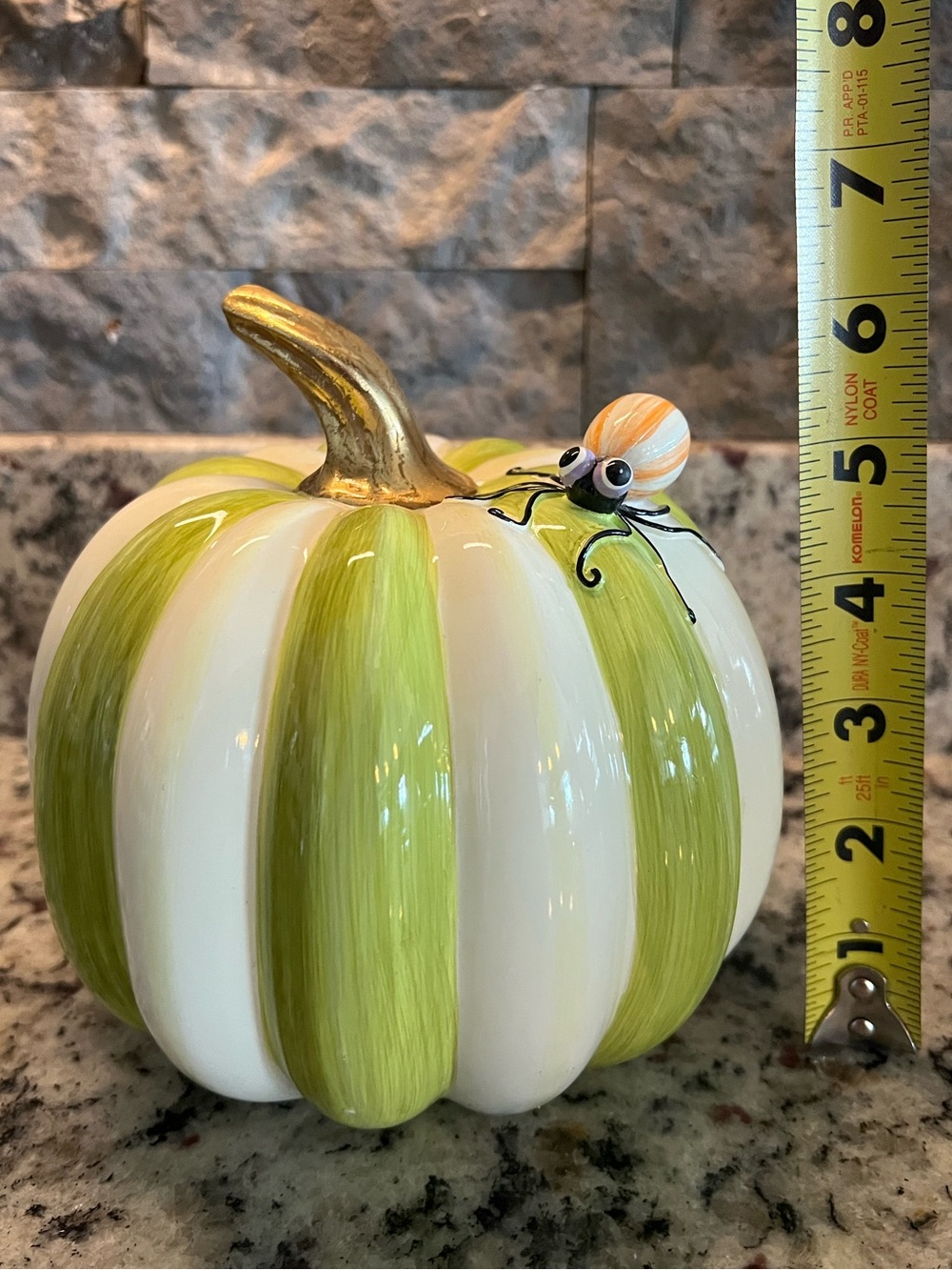 Mackenzie-Childs Fergal's Friend Spider On Small Moss Stripe Pumpkin. New in Box - Picture 9 of 11